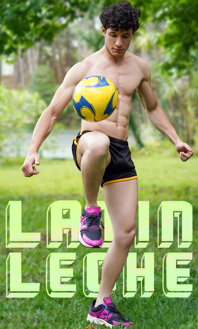 Athlete with a soccer ball on location in South America